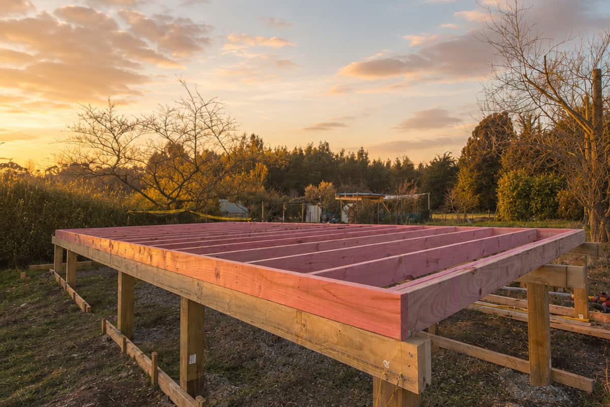 Pile foundation and floor platform on site