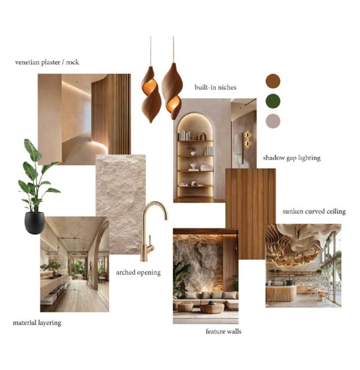 Escape Range moodboard — venetian plaster & arches