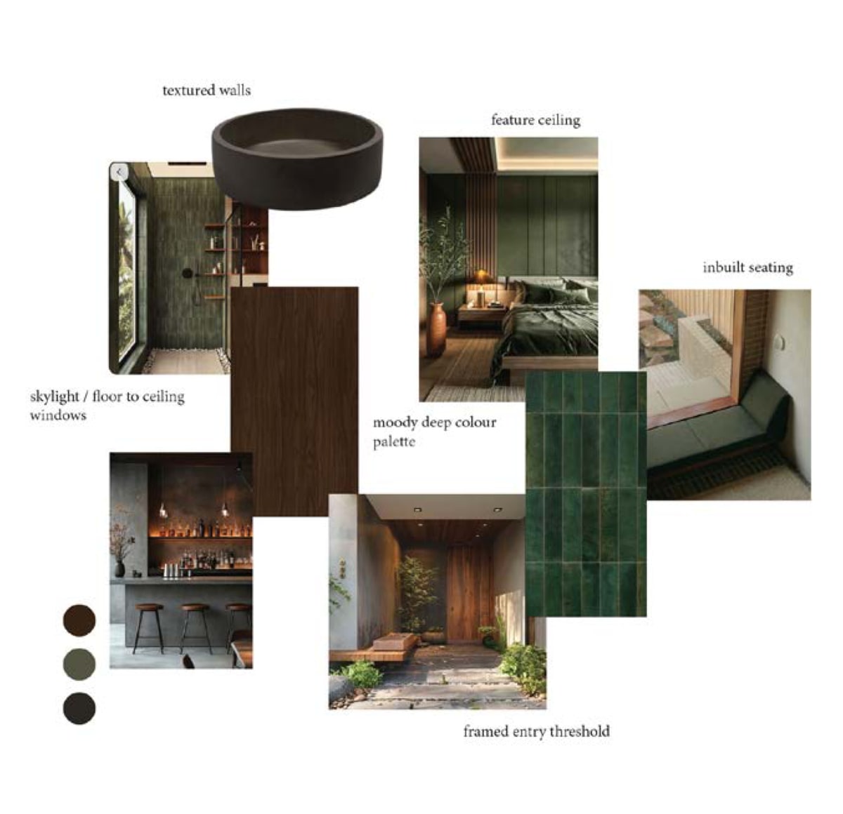 Escape Range moodboard — moody deep colour