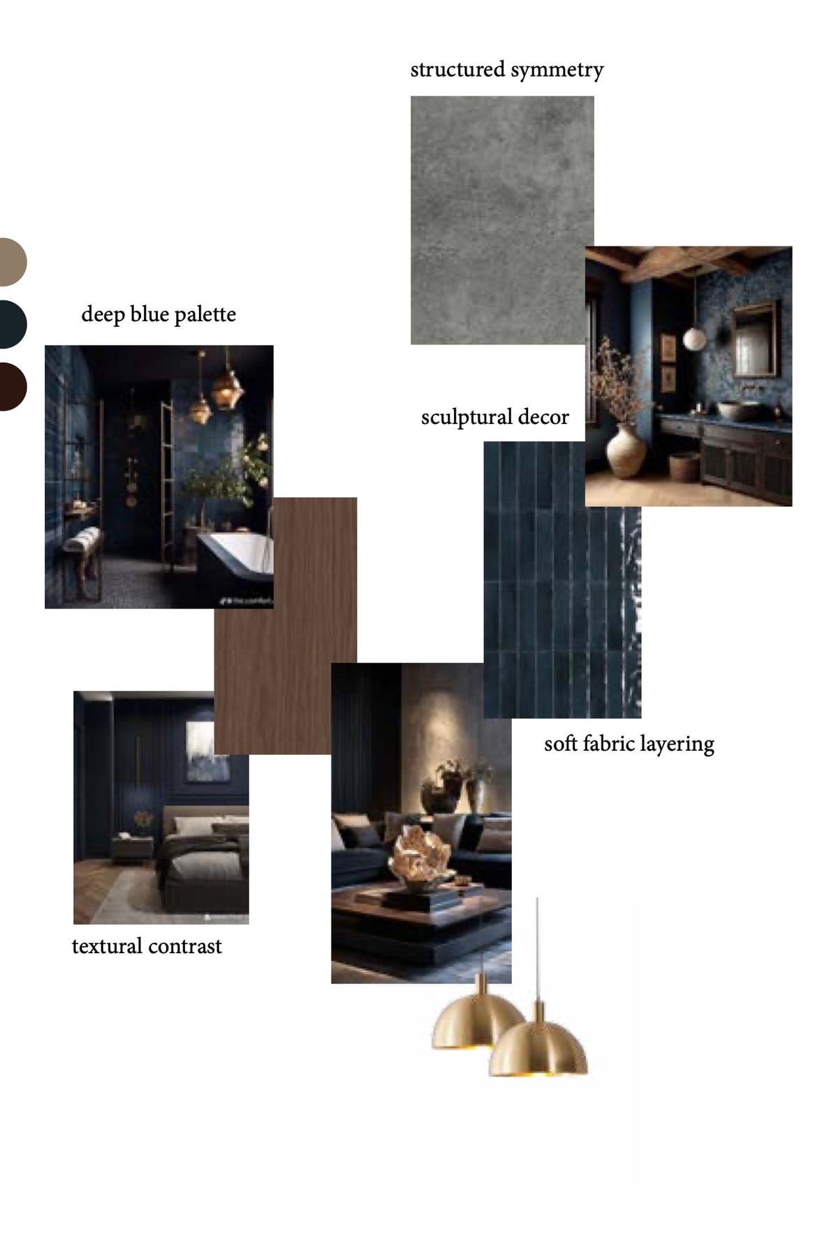 Escape Range moodboard — deep blue & sculptural